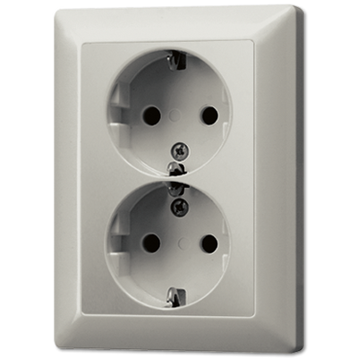 Jung LS990 Edelstaal 2-voudige stopcontact met randaarde