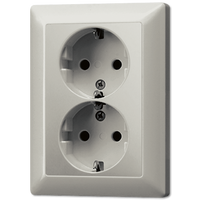 Jung LS990 Edelstaal 2-voudige stopcontact met randaarde