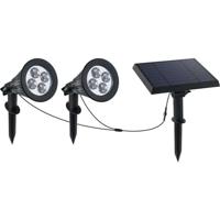 Doppio faretto solare collegato con pannello solare remoto 2 in 1 per pungere o fissare una potente illuminazione LED bianco dimmerabile FAMILY SPIKY