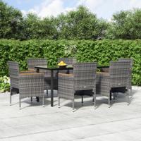 7-delige Tuinset met kussens grijs en zwart