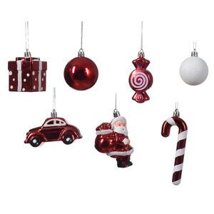 Kersthangers - kerst figuurtjes - 20x stuks - rood - kunststof - 9 cm