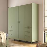 Home365 Kledingkast Skagen - Groen - 4-Deurs met Lades