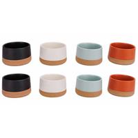 Cosy & Trendy Kommetje/serveer schaaltje - 8x stuks - D9 x 5 cm - aardewerk - mix kleuren