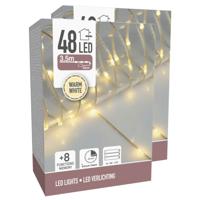 Draadverlichting lichtsnoer - 2x - 48 lampjes - warm wit - op batterij - 360 cm
