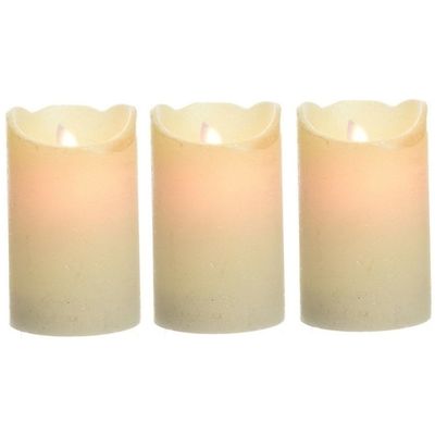 3x Parel witte LED kaarsen/stompkaarsen 12 cm flakkerend