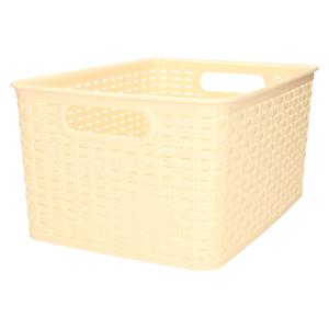 Opbergmand - Kastmand - rotan kunststof - beige/geel - 10 Liter - 22 x 33 x 16 cm