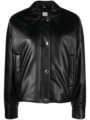 Burberry veste en cuir à poches multiples - Noir