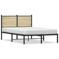 Bedframe met hoofdbord metaal sonoma eikenkleurig 120x190 cm - thumbnail