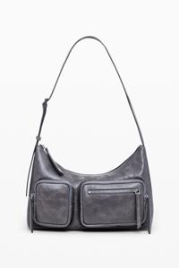 Leren tas met zakken - BLACK - U