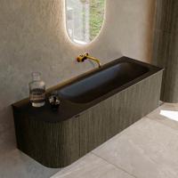Badmeubel Mondiaz Kurve | 135 cm cm | Meubelkleur Shadow | Wastafelkleur Urban | Solid surface | Wasbak rechter zijde spoelbak | Zonder kraangat(en)