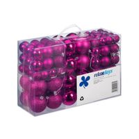 100x Fuchsia roze kunststof kerstballen 3, 4 en 6 cm glitter, mat, glans - Kerstbal