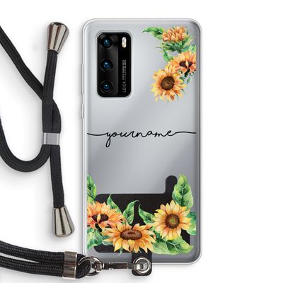Zonnebloemen: Huawei P40 Transparant Hoesje met koord
