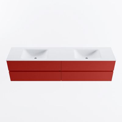 MONDIAZ VICA 200cm badmeubel onderkast Fire 4 lades. Wastafel CLOUD dubbel zonder kraangat, kleur Talc.
