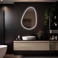 LoXa - Badkamerspiegel Venus met LED 90x60cm - Organisch Design - Randverlichting - Dimbaar - Anti-condens - Geheugenfunctie - Touchbediening - Energiezuinig