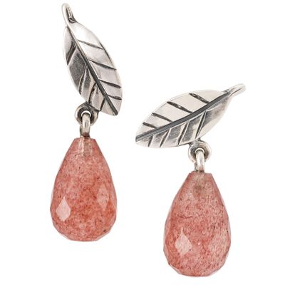 Trollbeads TAGEA-00120 Oorhangers Bladeren van Harmonie zilver-kwarts