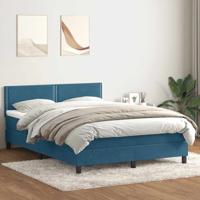 Boxspring met matras fluweel donkerblauw 160x210 cm