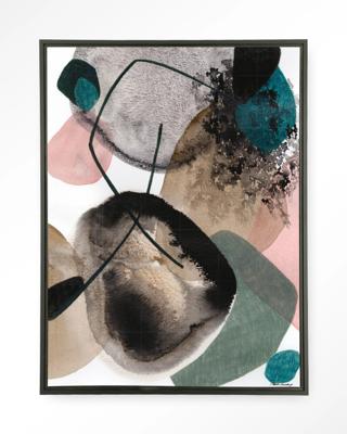 Urban Cotton Wandkleed 'Splash' 110 x 145cm in Floating Frame - black