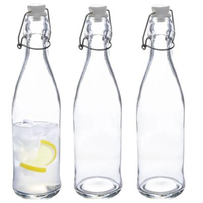 5Five Beugelfles/weckfles - 3x - glas - transparant - luchtdicht - 0.5 liter - waterfles - limonade