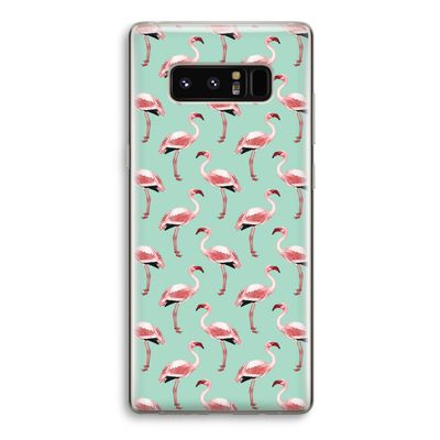 Flamingoprint groen: Samsung Galaxy Note 8 Transparant Hoesje