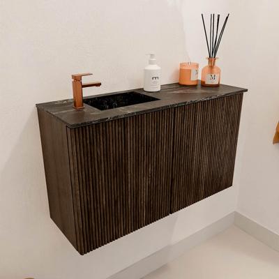 Toiletmeubel Mondiaz Joya Dlux | 70 cm | Meubelkleur Walnut | Faye wastafel Lava Wasbak Links | 1 kraangat