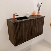 Toiletmeubel Mondiaz Joya Dlux | 70 cm | Meubelkleur Walnut | Faye wastafel Lava Wasbak Links | 1 kraangat