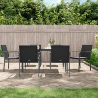 Tuinstoelen 6 st met kussens 56x59x84 cm poly rattan zwart