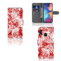 Telefoonhoesje met Naam Samsung Galaxy A20e Angel Skull Rood