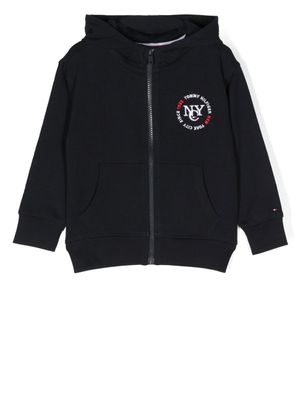 Tommy Hilfiger Junior hoodie zippé à logo brodé - Bleu