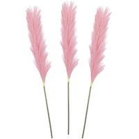 Pluimgras losse steel/tak - 3x - roze - 104 cm - Decoratie kunst pluimen