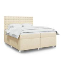 Boxspring met matras stof crèmekleurig 200x200 cm
