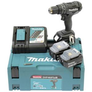 Makita DHP482F3JB Accu-klopboor/schroefmachine 2 snelheden Incl. lader, Incl. 3 accus