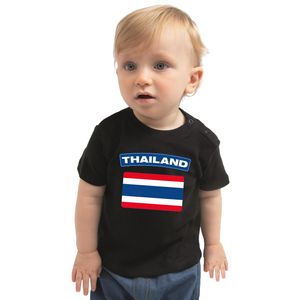 Thailand landen shirtje met vlag zwart voor babys 80 (7-12 maanden)  -