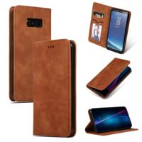 Retro huid feel Business magnetische horizontale Flip lederen case voor Samsung Galaxy S8 plus (bruin)