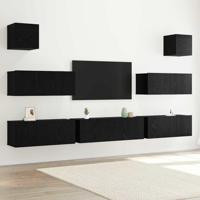 TV-kastenset 7 pcs Zwart eiken 100 x 30 x 30 cm Bewerkt hout