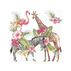 60x Tropische 3-laags servetten safari park dieren 33 x 33 cm