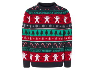 LIVERGY Heren kersttrui (Snoepgoed/peperkoekmannetje, XL)