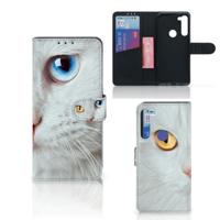 Motorola G8 Power | Telefoonhoesje | Met pasjeshouder | Witte Kat Motorola G8 Power | Telefoonhoesje | Met pasjeshouder | Witte Kat