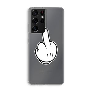 Middle finger white: Samsung Galaxy S21 Ultra Transparant Hoesje