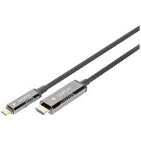 Digitus AK-330150-200-S HDMI-kabel HDMI / USB-C Aansluitkabel HDMI-A-stekker, USB-C stekker 20 m Zwart 4K UHD, Aluminium-stekker, Flexibel, Afscherming - thumbnail