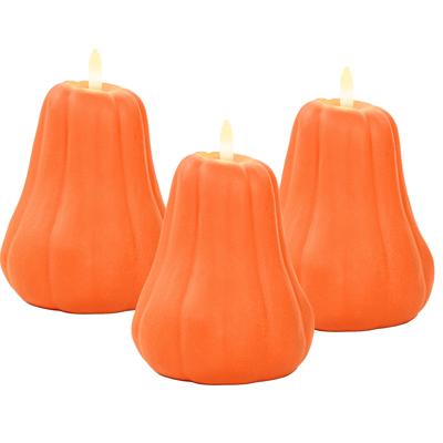 Anna's Collection LED pompoen kaars - 3x - oranje - D13 x H11 cm - met timer Anna's Collection LED pompoen kaars - 3x - oranje - D13 x H11 cm - met timer