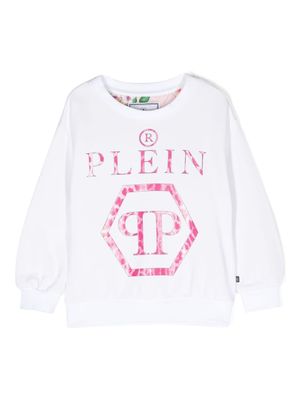 Philipp Plein Junior sweat à logo imprimé - Blanc