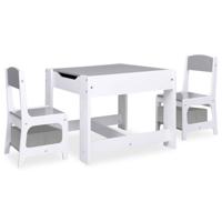 vidaXL Kindertafel met 2 stoelen MDF wit - thumbnail