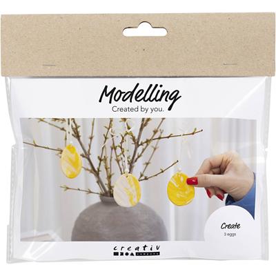 Creativ Company Mini hobbyset boetseren, ei, lichtgeel, pastelkleuren, 1 doos