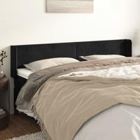 Hoofdbord met randen 163x16x78/88 cm fluweel zwart
