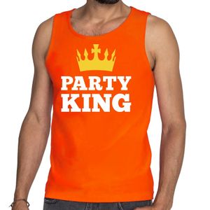 Oranje Party King tanktop / mouwloos shirt voor he