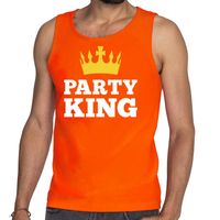 Oranje Party King tanktop / mouwloos shirt voor he - thumbnail