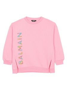 Balmain Kids sweat en coton à logo imprimé - Rose