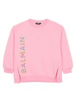 Balmain Kids sweat en coton à logo imprimé - Rose - thumbnail