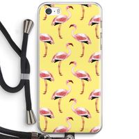 Flamingo's geel: iPhone 5 / 5S / SE Transparant Hoesje met koord