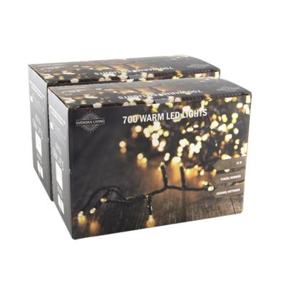 Kerstverlichting - 2x - 700 led lampjes - warm wit - 1400 cm - lichtsnoer - timer en dimmer